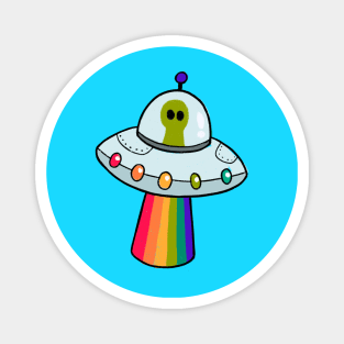 Alien Rainbow Ship Magnet